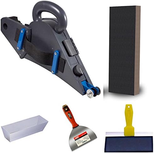 DIY Drywall Taping Set with Banjo Taper, Joint Knives, Stainless Steel Mud Pan and Sanding Sponge