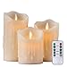 AIR ZUKER Flameless Candles LED Candles Tear Wave Shaped Candles Battery Operated Candles Pillar LED Candle with Timer and 10-Key Remote, Height 4