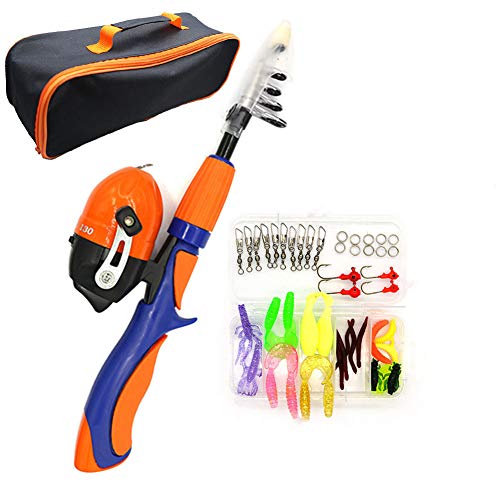 gerFogoo LingNuo Angelrute für Kinder, Angelruten-Combo-Set, Teleskop, tragbar, mit Angelschnur-Griff usw…