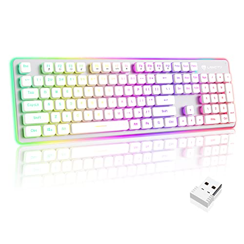 LANGTU W1 Wireless Gaming Keyboard, Rechargeable 2.4G Rainbow Backlit