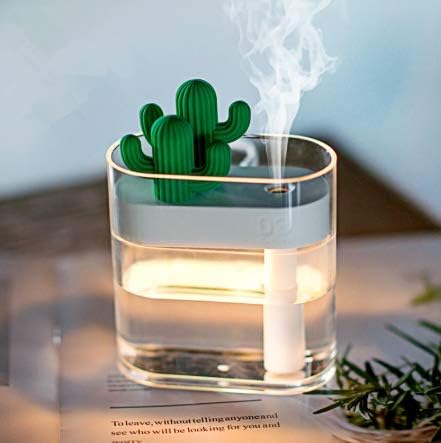 160ML Ultrasonic Air Humidifier Clear Cactus Color Light USB Essential Oil Diffuser Car Purifier Aroma Diffusor Anion Mist Maker