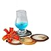JIC Gem Natural Sliced Agate Coaster with Rubber Bumper Set of 4 (3-3.5