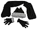 N'Ice Caps Boys Sherpa Lined Micro Fleece 4 Tassle Hat/Scarf/Glove (7-10 Years, Black)