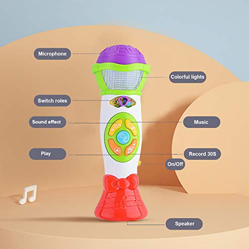 ThinkMax Kids Microphone Toy, Voice Changing and Recording Microphone with Colorful Light Musical Toys (Green)