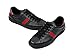 Wiberlux Gucci Men's Stripe Panel Contrast Back Tab Sneakers 7.0 Black
