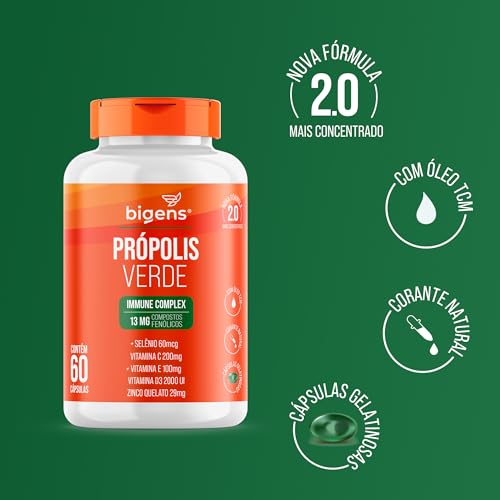 Própolis Verde, Immune Complex, 13mg Fenólicos + Vitaminas, Bigens