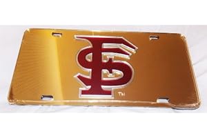CRAFTIQUE Florida State Seminoles "FS" Gold Laser Cut Inlaid Mirror License Plate