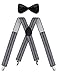 BODY STRENTH Pre Tied Bowtie and X Shape Elastic Adjustable Suspenders for Men