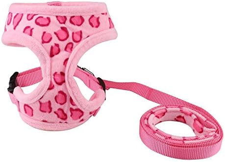 Eunon Puppy Cat Small Girl Dog Dots Vest Harness Leash Set Mesh Padded No Pull Lead, Fashion Safety Vest for Small Dogs (Pink)