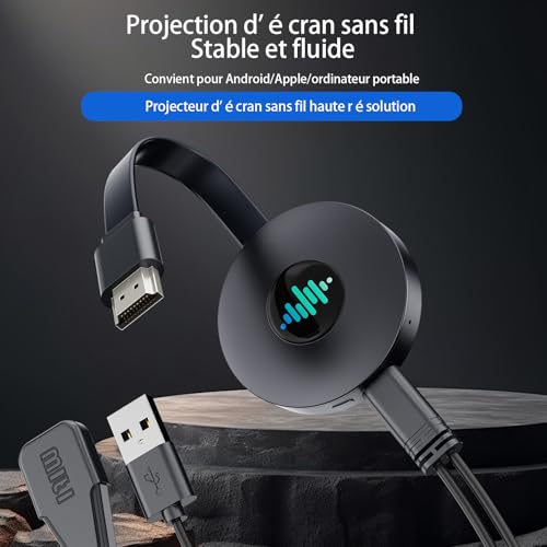 5G Wireless HDMI Dongle, 4K Miracast/AirPlay/DLNA Display Adapter - Transmission Screen for iPhone, Android, Windows, Mac to TV, Projector, Monitor (Carbon Black)