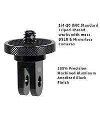 Adaptador de montaje de cámara para el ecosistema GoPro - Adaptador de conversión de ¼-20 para sistema de montaje GoPro - Completo 100% CNC Aluminio Metal - Monte su cámara en cualquier accesorio de montaje GoPro