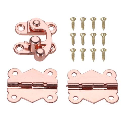 Box Mini Latch 1pc Decorative Hasps Solid with 2pcs Box Butterfly Hinges Rose Goldfor Wood Box Jewelry Box Gift Box Wine Box Toolbox Cabinet