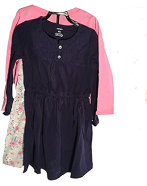 Carters Girls 3 Piece Set, Dress and Pants, 4T, Blue Pink