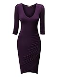CTC Womens Deep V Neck 3/4 Sleeve Tulip Bodycon Dress - Made in USA