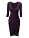 CTC Womens Deep V Neck 3/4 Sleeve Tulip Bodycon Dress - Made in USA