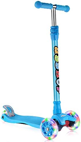 GOOGO Kick Scooter for Kids & Toddlers 3 Wheel Lean to Turn 3 Adjustable Height PU Wheels for 3-13 Year Old Blue