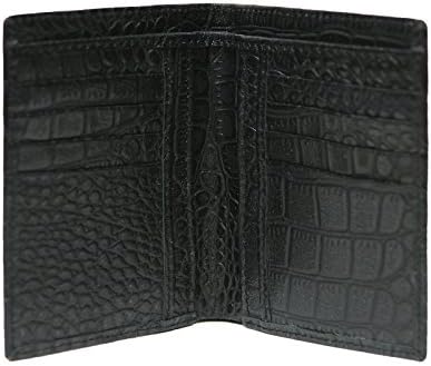 Men's Black Real Cow Leather Crocodile Pattern Wallet Leather Credit Card Holder, ID Holder, Slim Wallet,Credit Card Case (Crocodile Black)