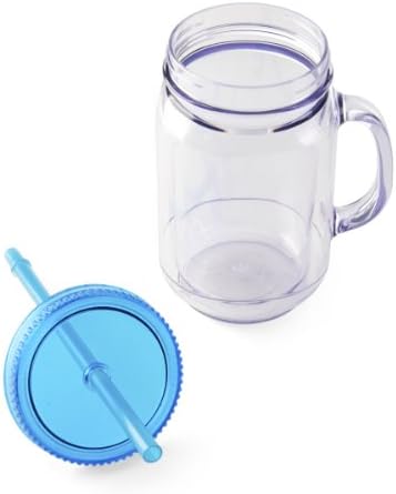 Design For Living Double Wall Plastic San Mason Jar, 20-Ounce
