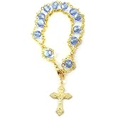 Rosary Bracelet First Communion Catholic Gift - Ladder Design with Blue Beads