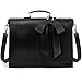 ECOSUSI Women's Briefcase Vegan Leather 15.6 inch Laptop Bag for Work Computer Shoulder Satchel Bag with Detachable Bow, Black