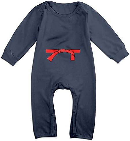 Jessicagf1990s Red Judo Belt Baby Boy Romper Printed Long Sleeve Jumpsuit