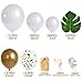 Balloon Garland Arch Kit 16Ft Long,95pcs White Gold Confetti Balloons with 10pcs Palm Leaves for Baby Shower Weeding Birthday Bachelorette Party Backdrop Background Decorations