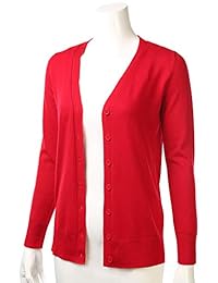 Chaqueta de punto para mujer con cuello en V y botones de manga larga para novio (S-XL)