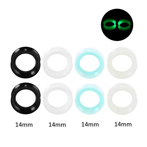 Xpircn 4 Pairs Thin Silicone Flexible Tunnels Double Flared Ear Stretching Plug Gauges Piercing Jewelry (14mm)