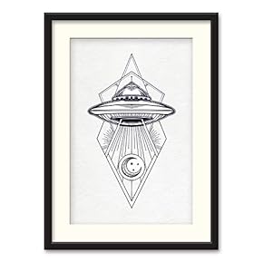 Black Paper Framed for Living Room Bedroom Abstract Geometric for