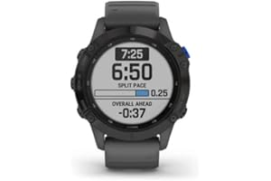 Garmin 010-02410-10 fenix 6 Pro Solar, Multisport GPS Watch with Solar Charging Capabilities, Advanced Training Features and Data, Black with Slate Gray Band