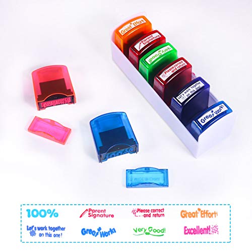 Self Inking Teacher Stamps, Colorful Motivation School Grading Rubber Stamp Set, Teacher Encouragement Reward Stamps(8pcs) - Thumbnail 7