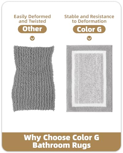 Color&Geometry Absorbent Bath Mat 50 x 75 cm, Soft Bathroom Mat Non Slip, Machine Washable Bathroom Rug, Bathmat Bath Mats for Bathroom Bathtub (Grey)