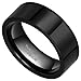 TIGRADE Tungsten 8mm Plated Black High Polish Flat Pipe Cut Band Ring Comfort Fit Size 4-15