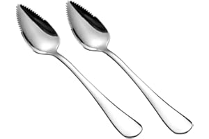 Serrated Grapefruit Spoon, Grapefruit Spoons Silver Stainless Steel Half Serrated Fruit Dessert Cutter Spoons 2PCS