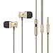 Uiisii US80 In Ear Headphones Sport Earbuds with Mic Stereo Bass 3.5mm Jack for Apple iOS and Android Smartphones PC Tablet(Gold)
