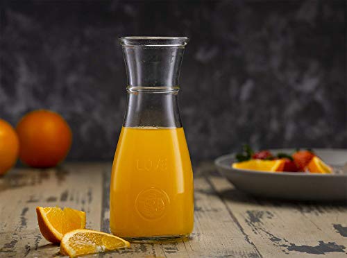 Glass Carafe LOVE Drink Pitcher - 4 Pack - Elegant Wine Decanter, Narrow Neck For Easy Grip, Wide Mouth for Classic Pouring - Great for Parties and Events, 500 ml, by Kitchen Lux