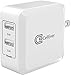 CellEver 4.8A 24W PowerBoost High Speed Dual USB Wall Charger with SmartID (2 Ports and Foldable Plug) Travel Charger for Apple iPhone 5, 5S, SE, 6, 6s, 7, 8, X, XS, XR X Max iPad Pro and more - White