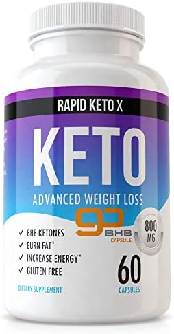 Rapid Keto X Keto Pills for Weight Loss and Fat Burn - Advanced Ketogenic Diet Supplement - Boost Ketosis - Women & Men Metabolism Boost Burner - Suppress Appetite - Boost Energy & Focus - 60 Caps