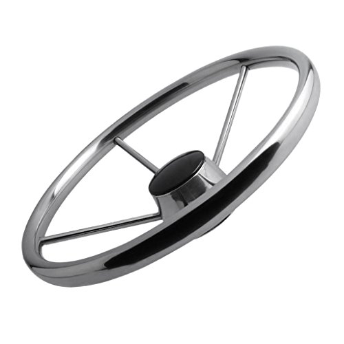 image for D DOLITY 5-Spoke 13-1/2 Inch Stainless Boat Steering Wheel 3/4 Inch Sh
