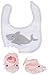 Baby Aspen Chomp and Stomp Shark Bib and Booties Gift Set, Pink