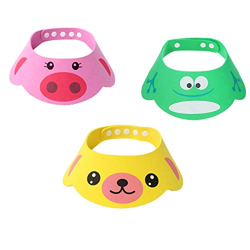 SUNTRADE Adjustable Visor Cartoon Shampoo Shower Bathing Protection Cap for Toddler, Baby, Kids, Children, Set of 3 - Thumbnail 7