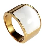 Oakky Jewelry Men's Women's Mosaic Cat's Eye Stone Stainless Steel Opal Rings, Wide