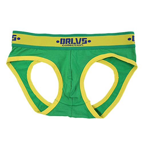 Mens Sexy Underwear Briefs,Jockstrap Cotton Bulge Pouch Low Rise Breathable Triangle Heath to wear Underpants Green