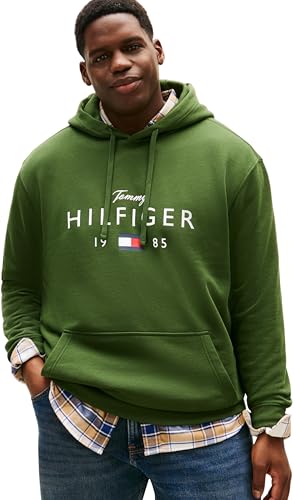Tommy Hilfiger BT-BRNDLOVE BIG Hilfiger Hoody-B MW0MW42997 Pull à Capuche, Vert, XXL_Plus, Vert (pin de Montagne), XXL Grande Taille