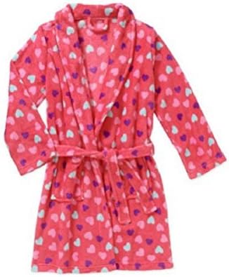 Girls Chilli Peppers Hot Pink Candy Hearts Plush Fleece Bathrobe Size Medium 7/8