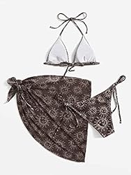 SOLY HUX Women's 3 Piece Swimsuits Print Halter