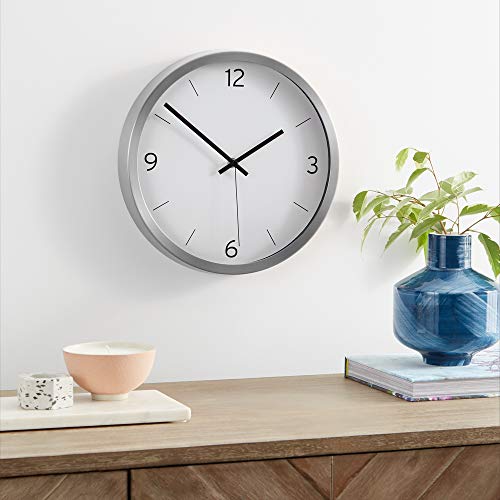 Amazon Basics 12" Dash Wall Clock Nickel The Home Kitchen Store