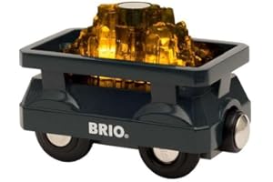 BRIO World - 33896 Light Up Gold Wagon - Interactive 2 Piece Toy Wagon Set | Enhances Creativity | Compatible with All Toys | Safe and Tested for Kids Ages 3 and Up