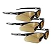 RUGGED BLUE Mojave Amber Safety Glasses for Men/Women | ANSI Certified Eye Protection Glasses and Protective Eyewear | Anti-Scratch Coating and Wrap Around One-Piece Design Work Glasses - 3 Pack