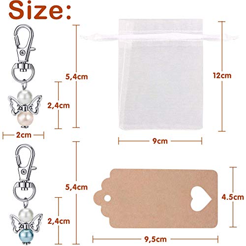 VGOODALL Gastgeschenke Taufe, 32 Stück Gastgeschenke Hochzeit Schutzengel + Organza Beutel + Kraftpapier Anhänger für Kommunion Konfirmation Geschenk Party Mitbringsel